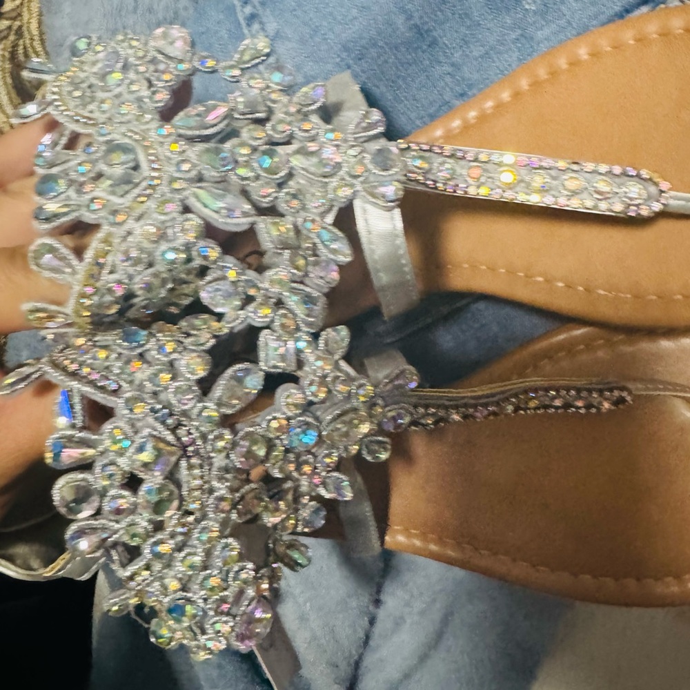 Embellished Silver Sandals